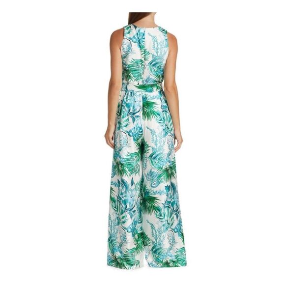 Max Mara Kabala Floral Silk Jumpsuit White Green Turquoise Size S - Picture 8 of 14